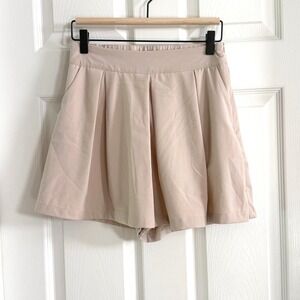Swagger Women Beige Pleated Skort High Waisted Mini Skirt Shorts S